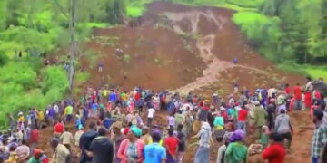 The aftermath of a landslide in Gofa zone in Southern Ethiopia regional state, July 23, 2024.  Reuters TV/via Basketo Zone Government Communication Affairs Department