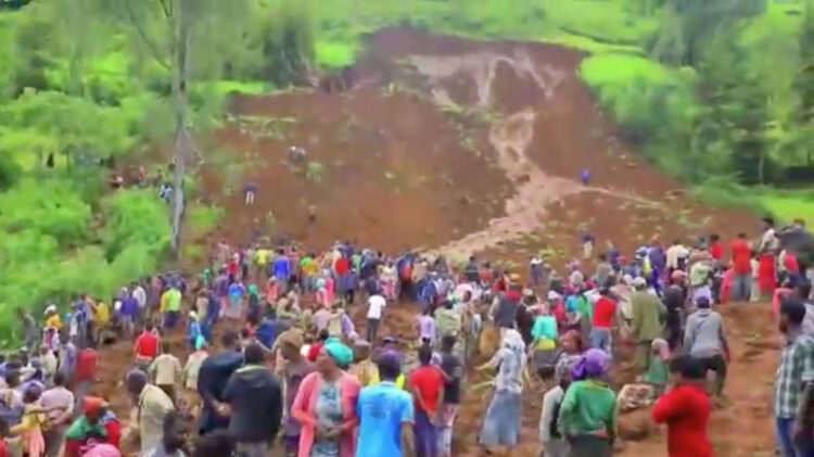 The aftermath of a landslide in Gofa zone in Southern Ethiopia regional state, July 23, 2024.  Reuters TV/via Basketo Zone Government Communication Affairs Department